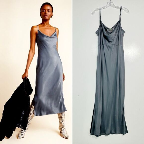 Anthropologie Dresses & Skirts - Anthropologie  Slip Midi Column Dress Carbon Grey XL Classic Minimalist Elegant